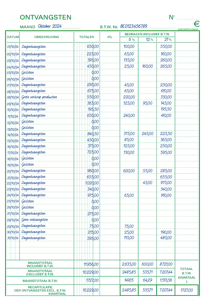 Hoe een dagontvangstenboek invullen?